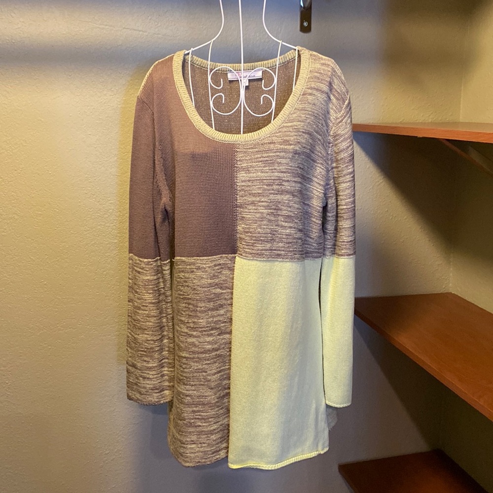 Pistachio & Brown Colorblock Sweater